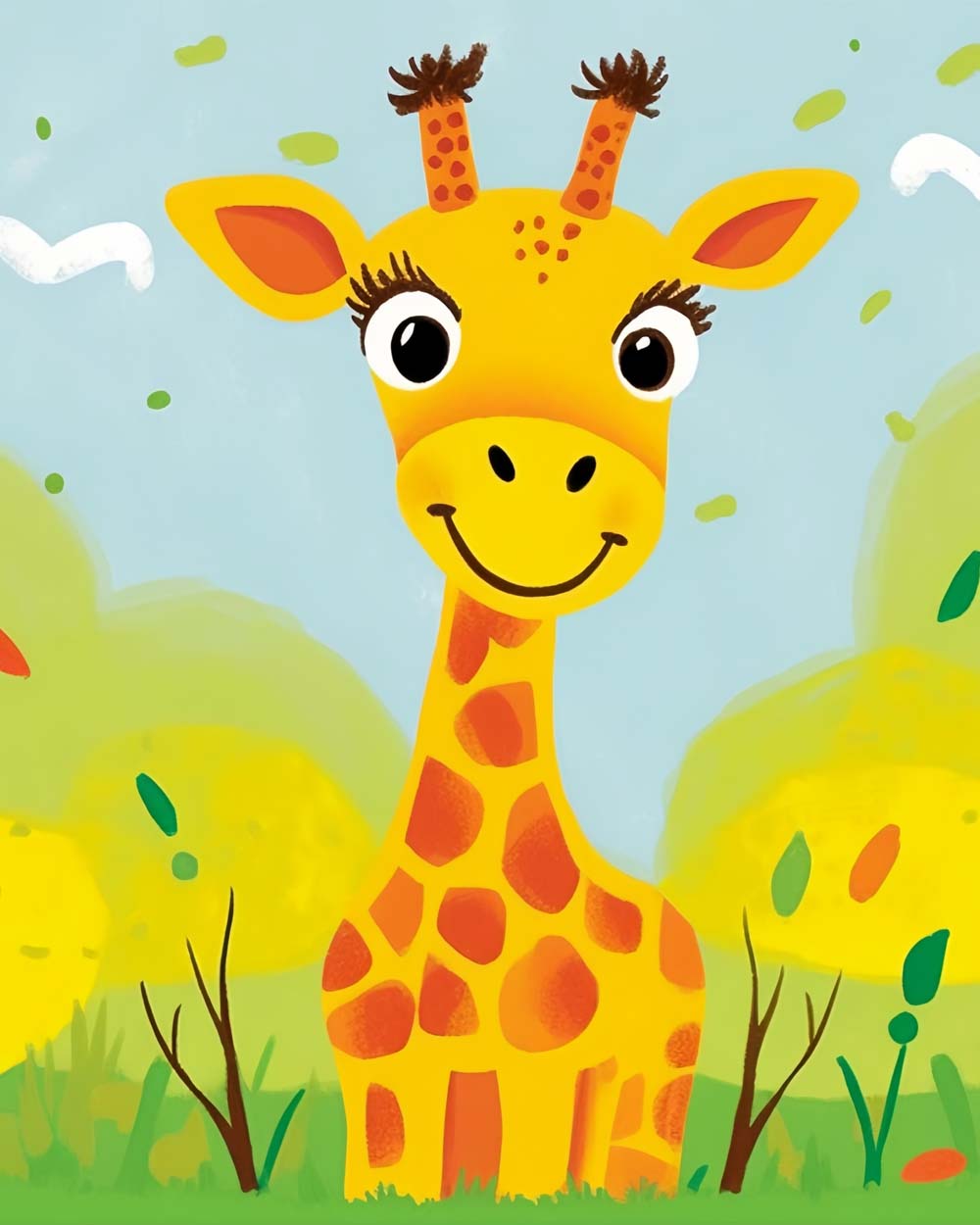 Playful Giraffe Stands on Grass Cross Stitch Kits