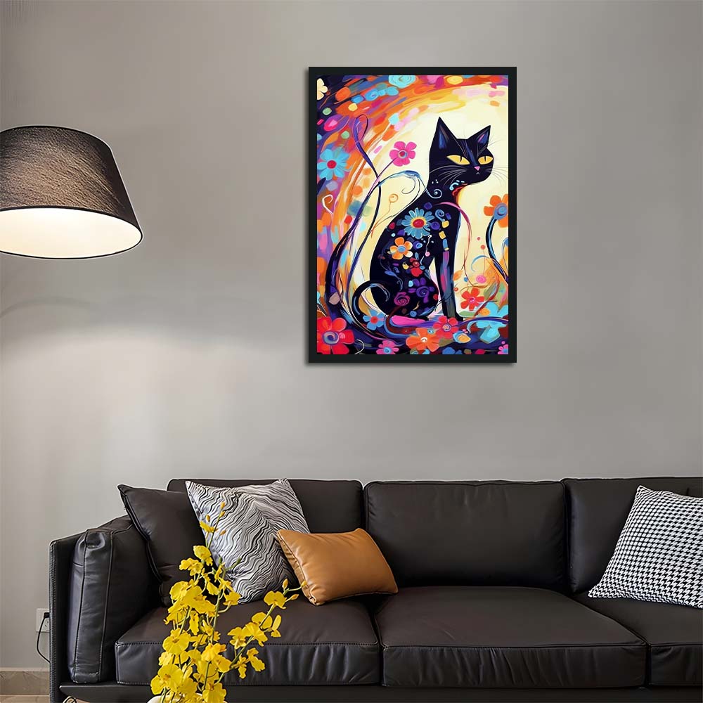 Bright Blooms Surround Sitting Cat Cross Stitch Kits