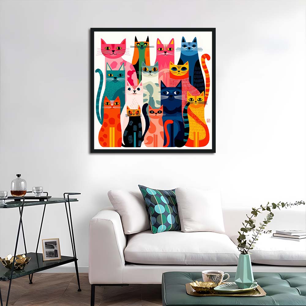 Colorful Cats Gather Closely Cross Stitch Kits