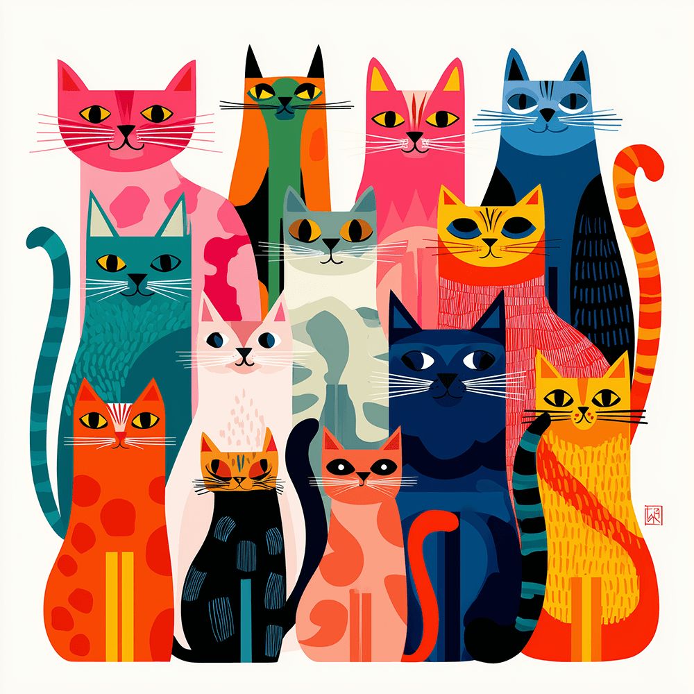 Colorful Cats Gather Closely Cross Stitch Kits