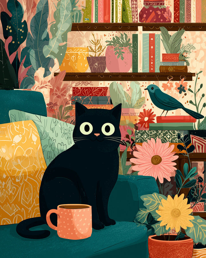 The Black Cat Sat in the Study Cross Stitch Kits