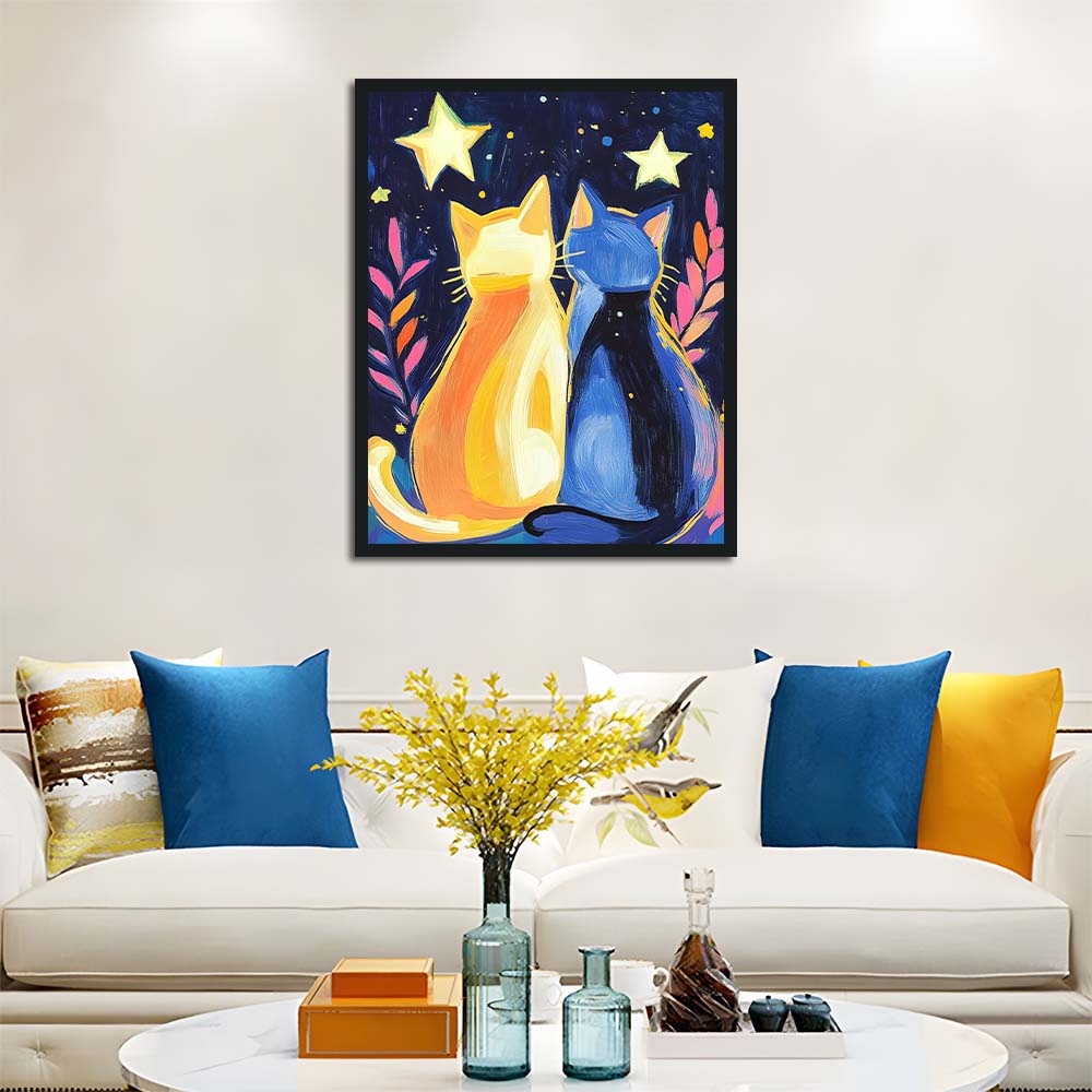 Two Cats Sit Beneath Stars Cross Stitch Kits