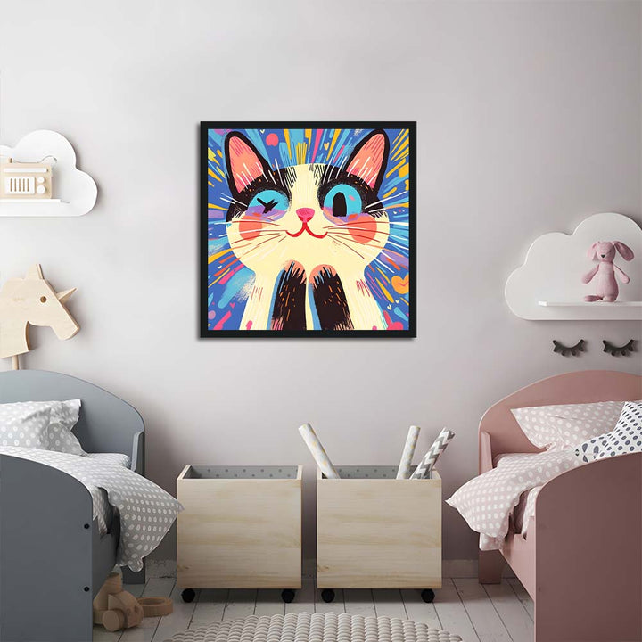 Colorful Hearts Surround Cheerful Cat Cross Stitch Kits