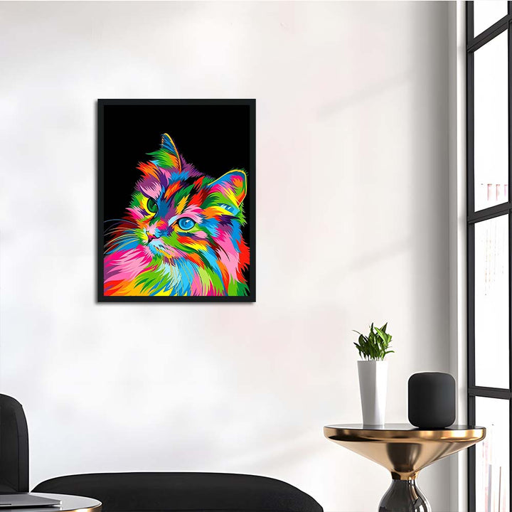 Colorful Cat Stares with Bright Eyes Cross Stitch Kits