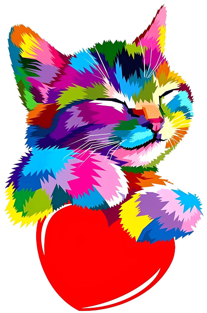 Colorful Cat Nests in Bright Heart Cross Stitch Kits