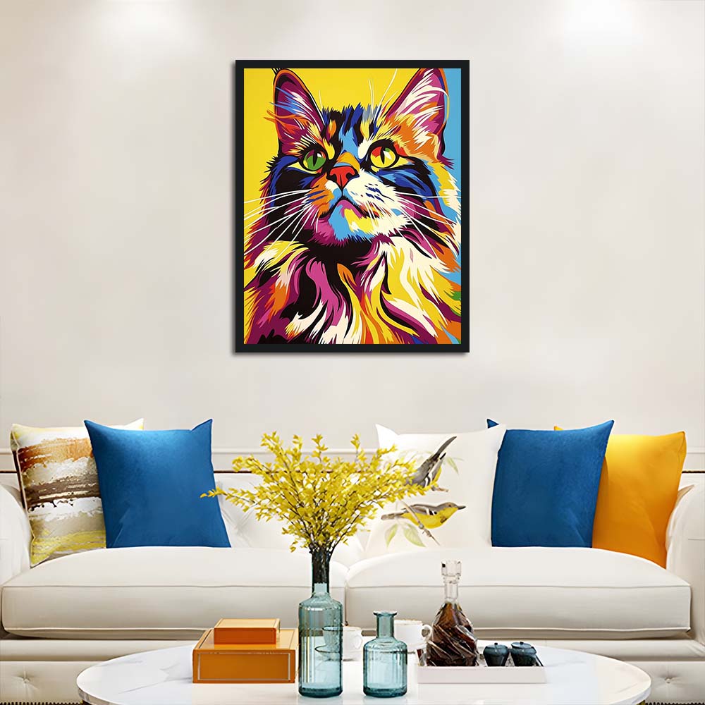 Vivid Cat Shows Colorful Fur Cross Stitch Kits