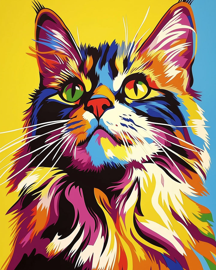 Vivid Cat Shows Colorful Fur Cross Stitch Kits