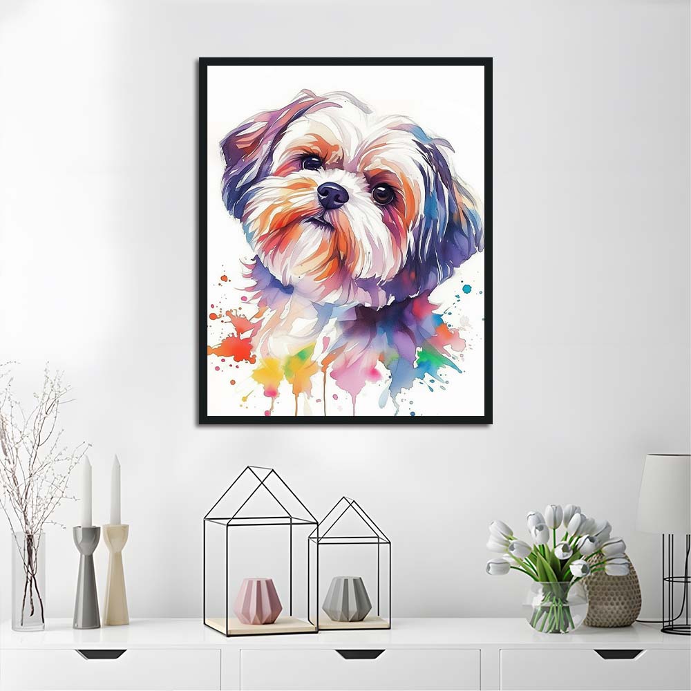 Vivid Paint Adorns Fluffy Dog Cross Stitch Kits