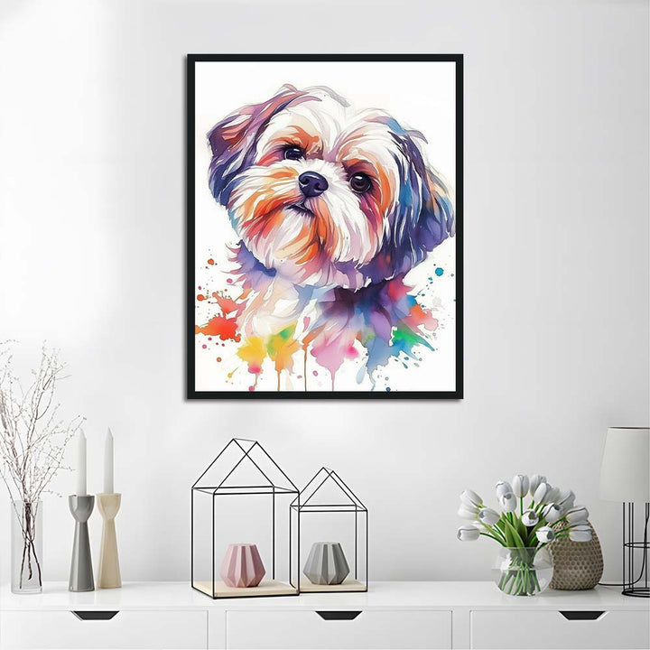 Vivid Paint Adorns Fluffy Dog Cross Stitch Kits