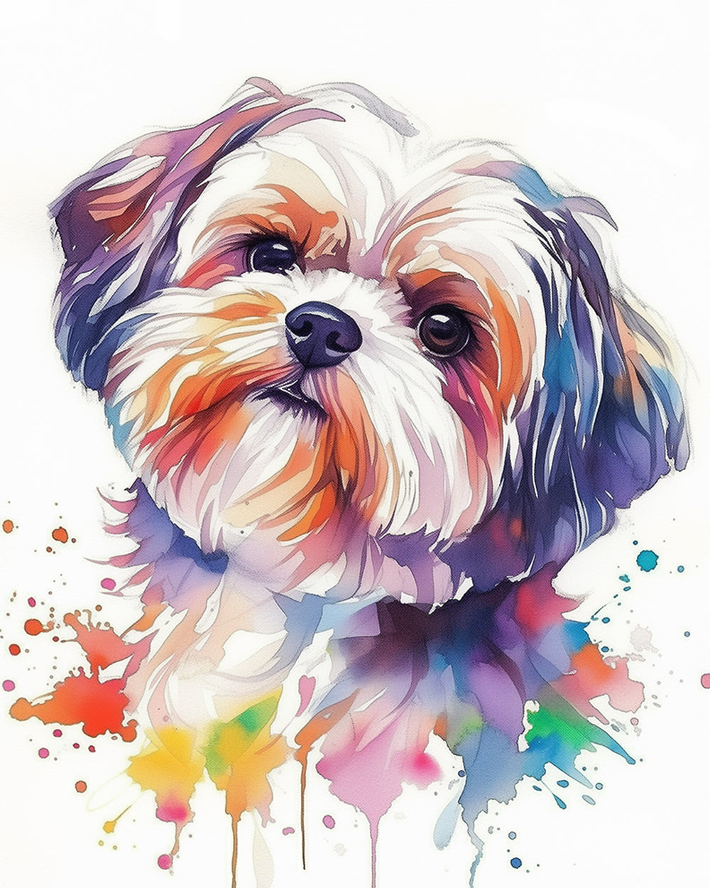 Vivid Paint Adorns Fluffy Dog Cross Stitch Kits