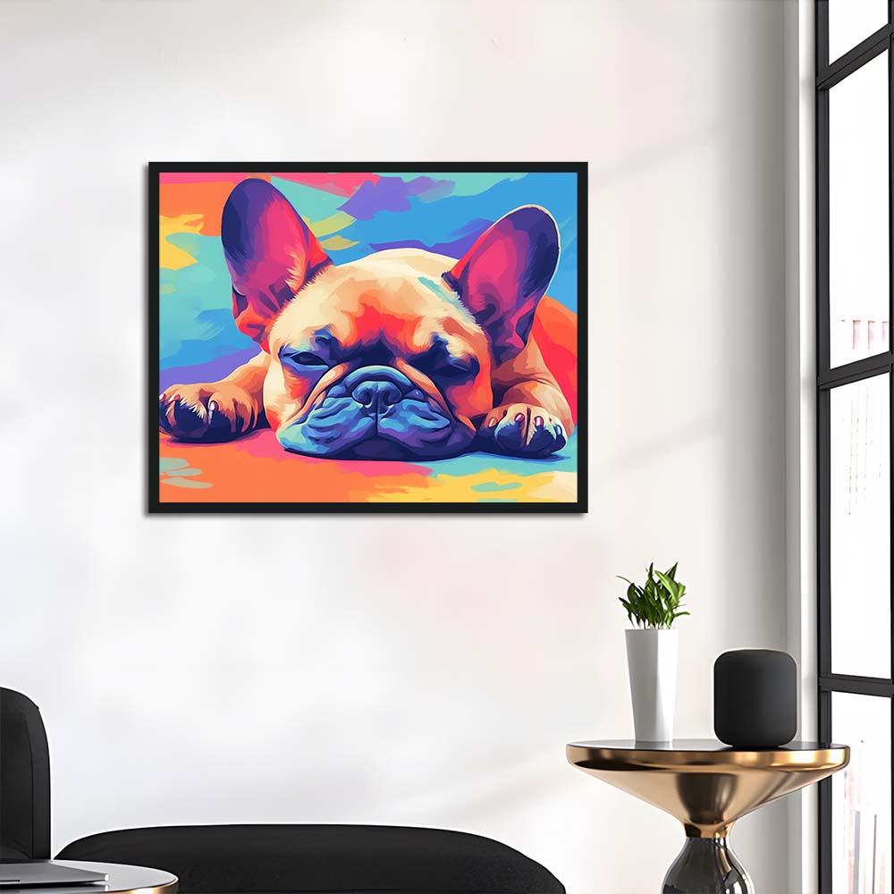 Vibrant Colors Surround Resting Bulldog Cross Stitch Kits