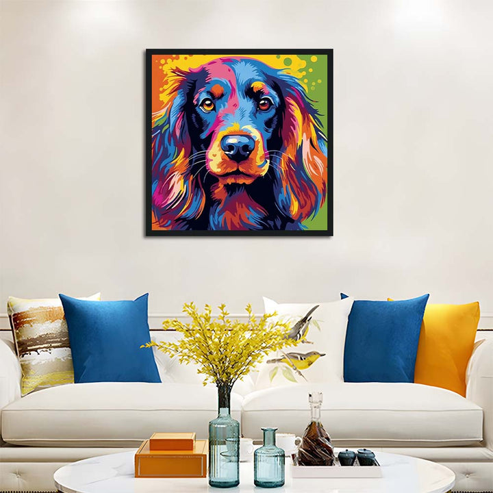 Dog Peers Sharply in Vivid Shades Cross Stitch Kits