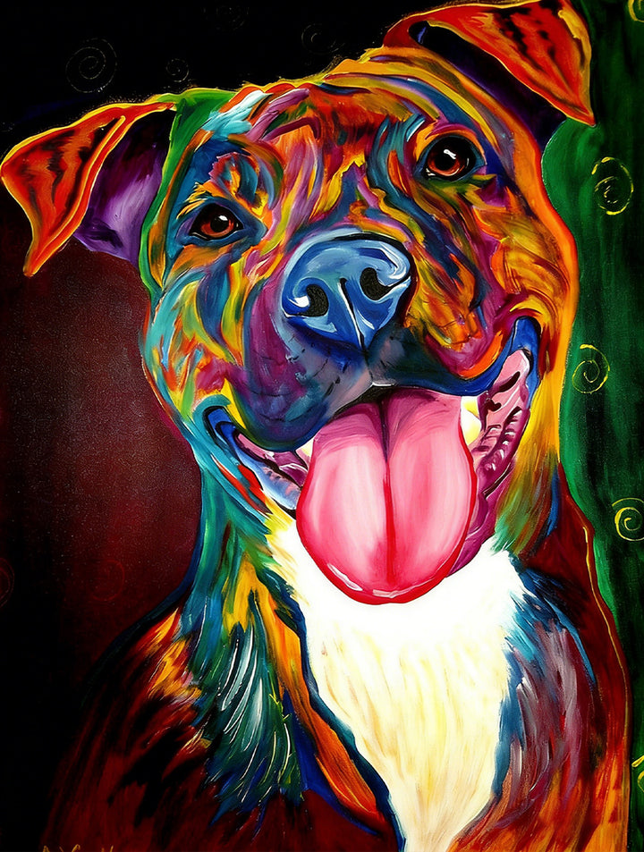 Vibrant Dog Grins with Tongue Out Cross Stitch Kits