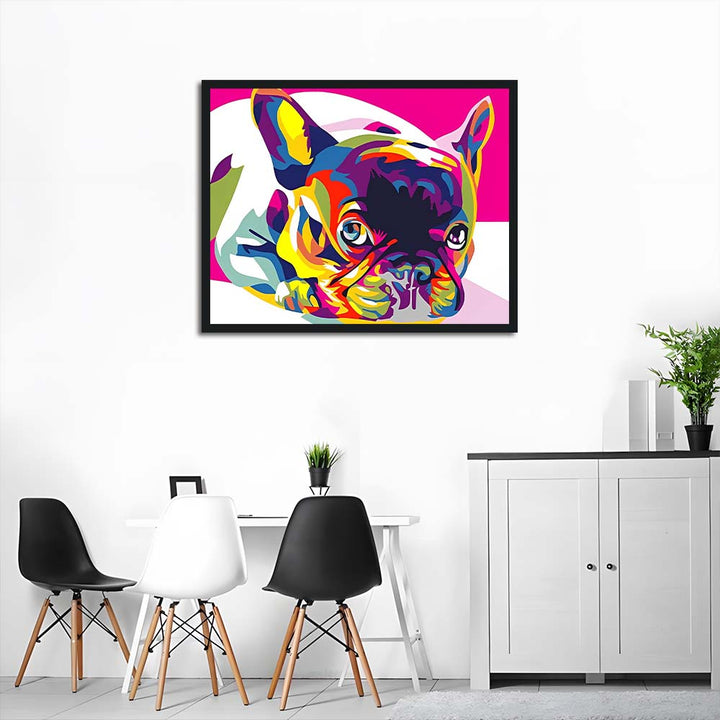 Colorful Bulldog Gazes Curiously Cross Stitch Kits