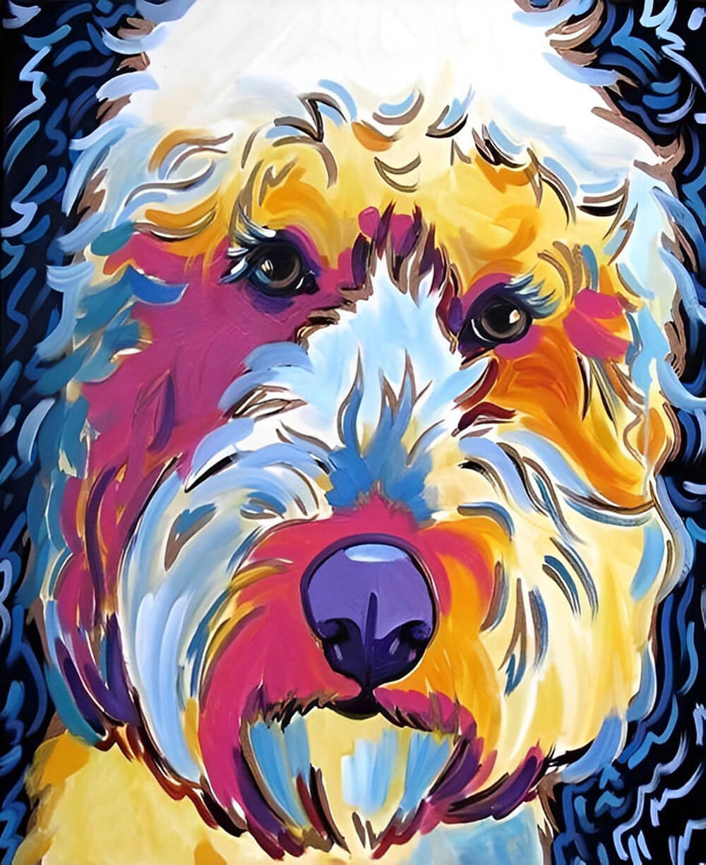 Vivid Colors cover Curly Dog Cross Stitch Kits