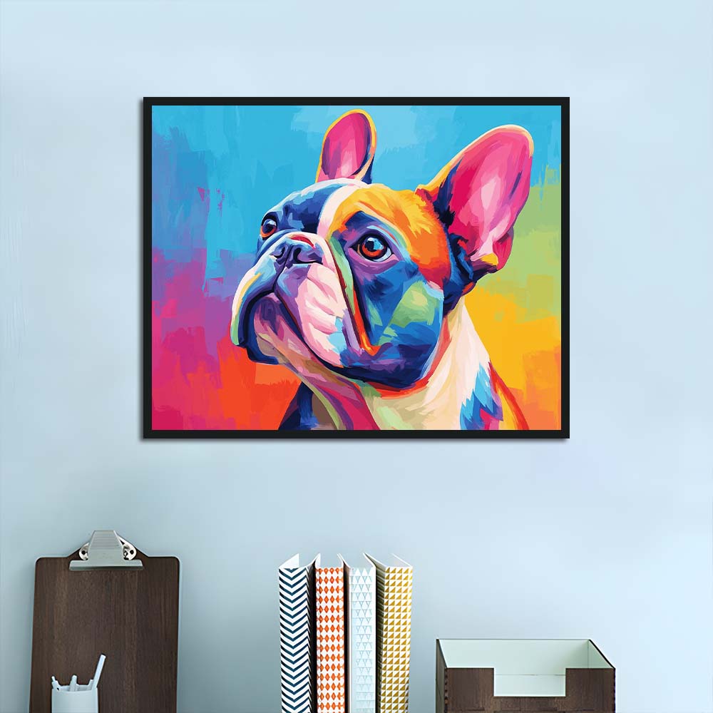 Colorful Bulldog Gazes Upward Cross Stitch Kits