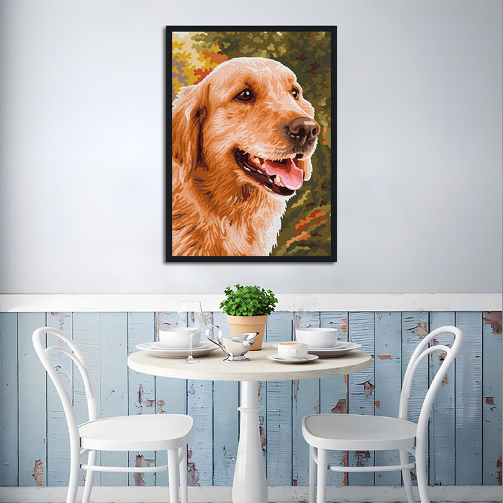 Golden Retriever Smiles in Autumn Cross Stitch Kits