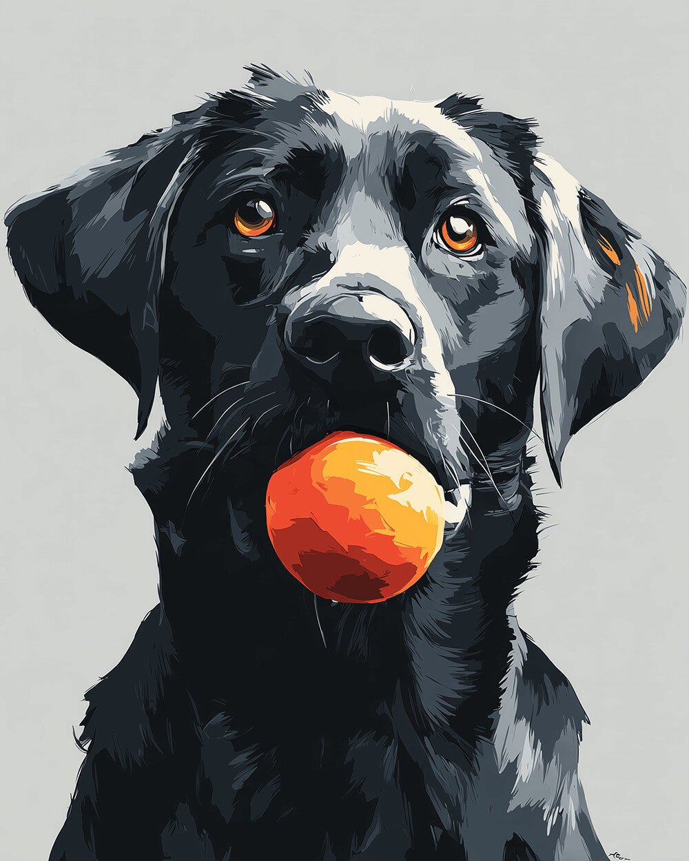 Black Lab Holds Orange Ball Cross Stitch Kits