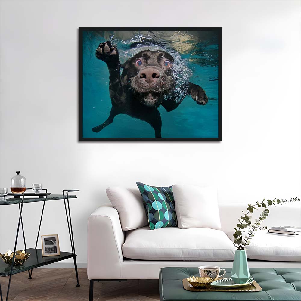 Black Dog Swims Underwater Cross Stitch Kits