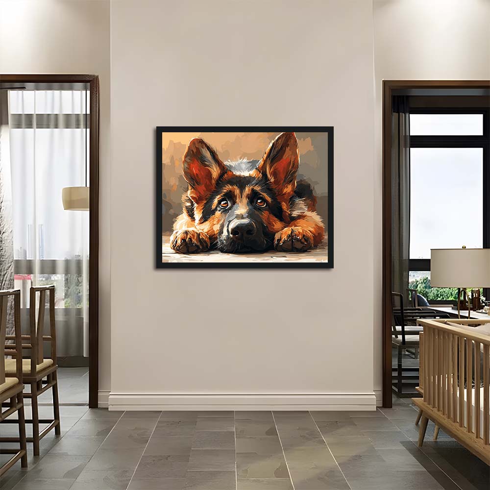 German Shepherd Pup Gazes Softly Cross Stitch Kits