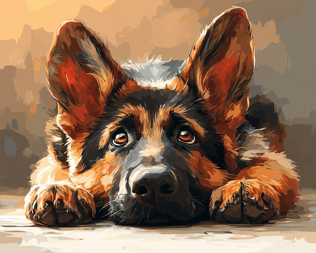 German Shepherd Pup Gazes Softly Cross Stitch Kits