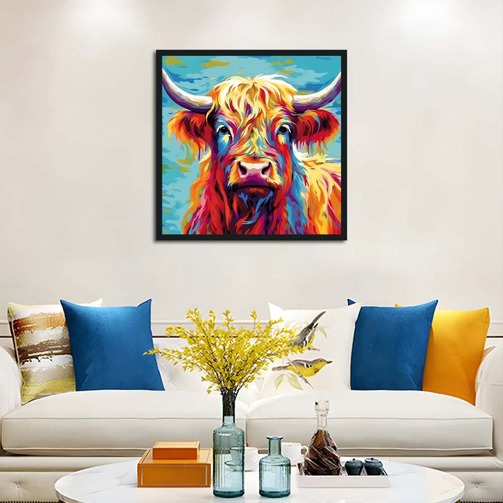 Vibrant Hues Frame Bold Cow Cross Stitch Kits
