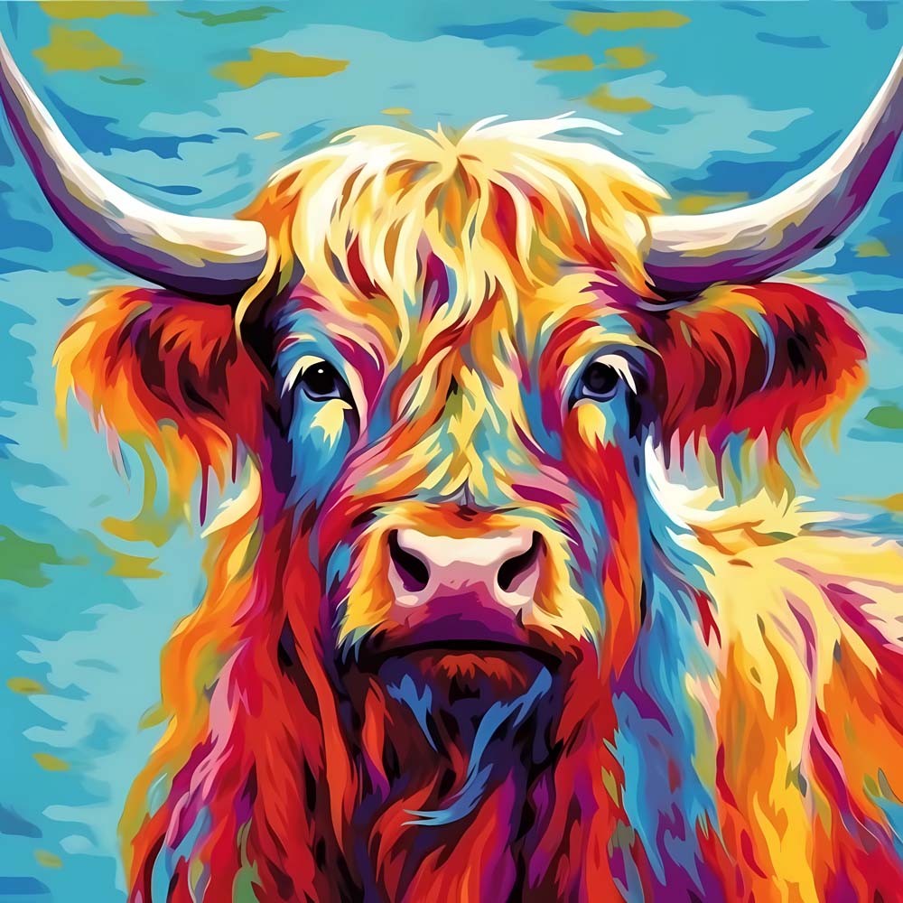 Vibrant Hues Frame Bold Cow Cross Stitch Kits