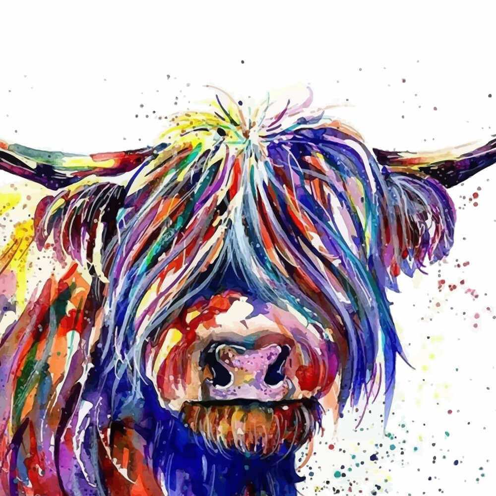 Bold Hues Adorn Watercolor Cow Cross Stitch Kits