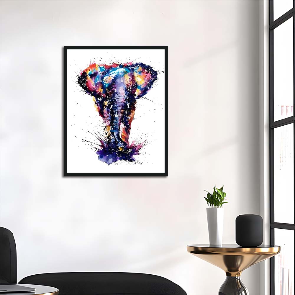Elephant Emerges in Watercolor Splashes Cross Stitch Kits