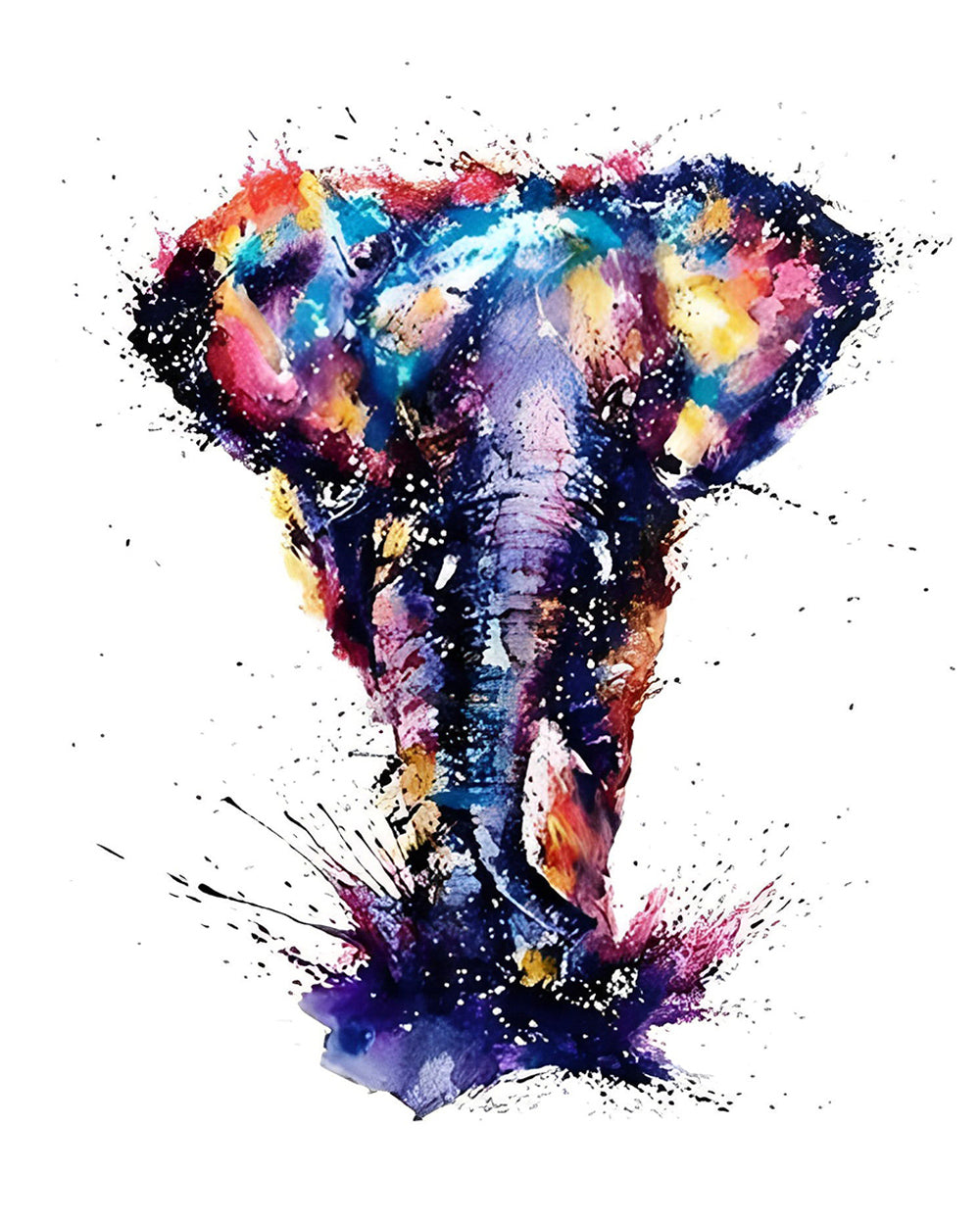 Elephant Emerges in Watercolor Splashes Cross Stitch Kits