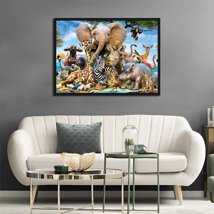 African Animals Gather Joyfully Cross Stitch Kits