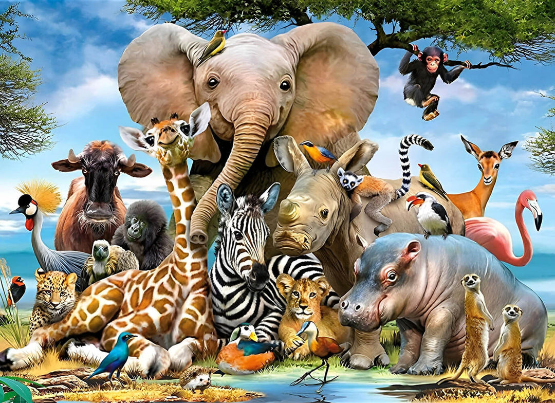 African Animals Gather Joyfully Cross Stitch Kits
