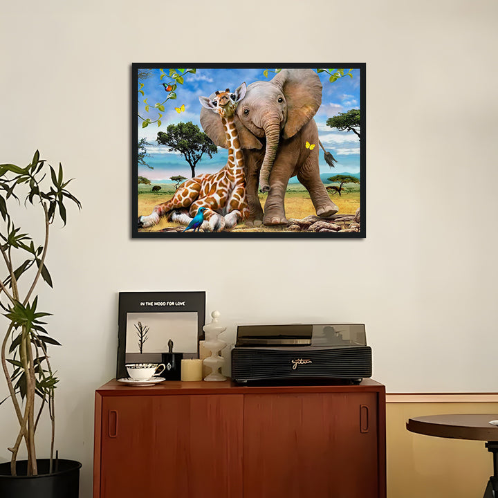 Baby Elephant and Giraffe Bond Cross Stitch Kits