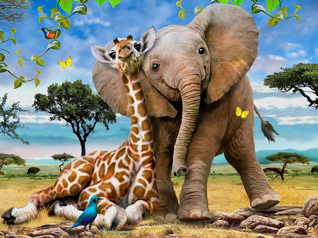 Baby Elephant and Giraffe Bond Cross Stitch Kits