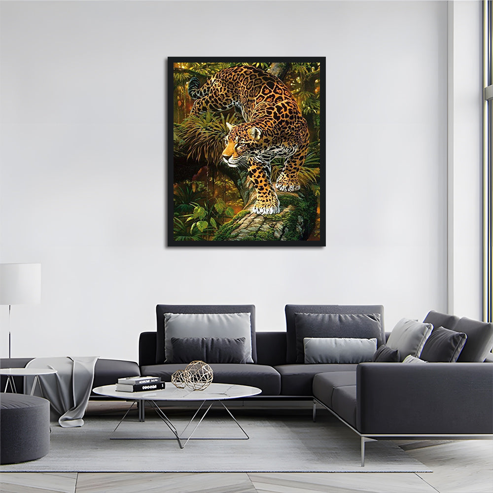 Jaguar Stalks in Jungle Cross Stitch Kits
