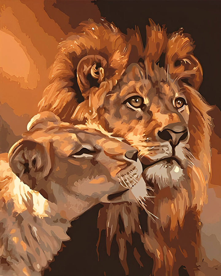 Lion Pair Cuddles Gently Cross Stitch Kits