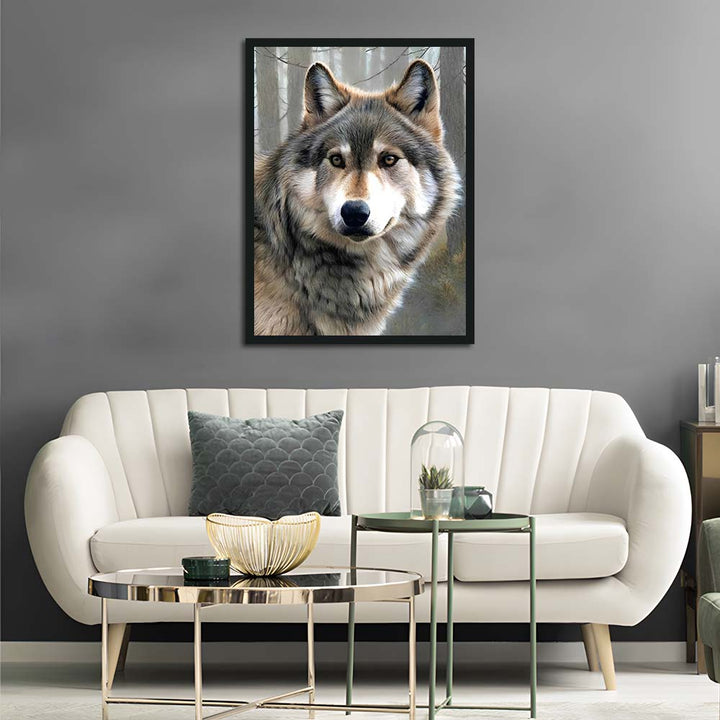 Wolf Gazes Calmly in Forest Cross Stitch Kits