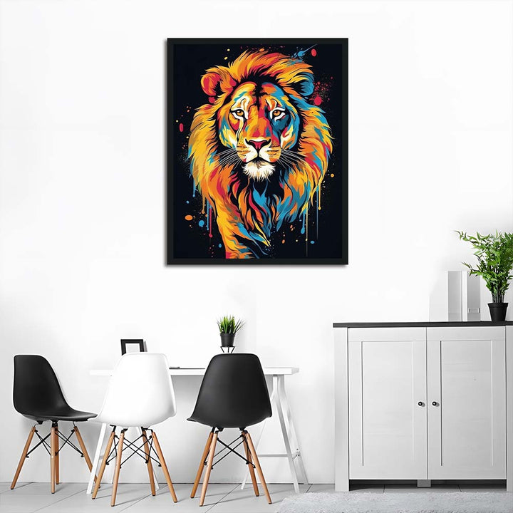 Vivid Splashes Frame Colorful Lion Cross Stitch Kits
