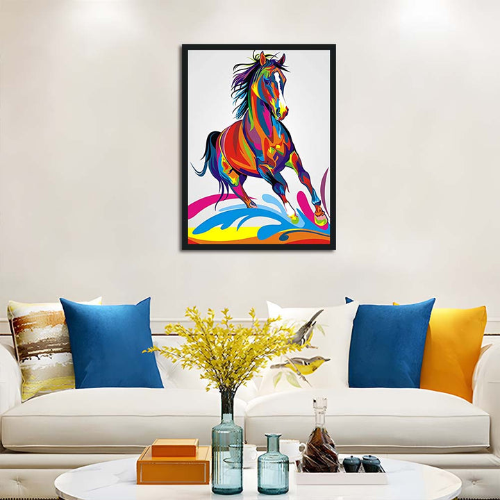 Horse Gallops in Vivid Colors Cross Stitch Kits