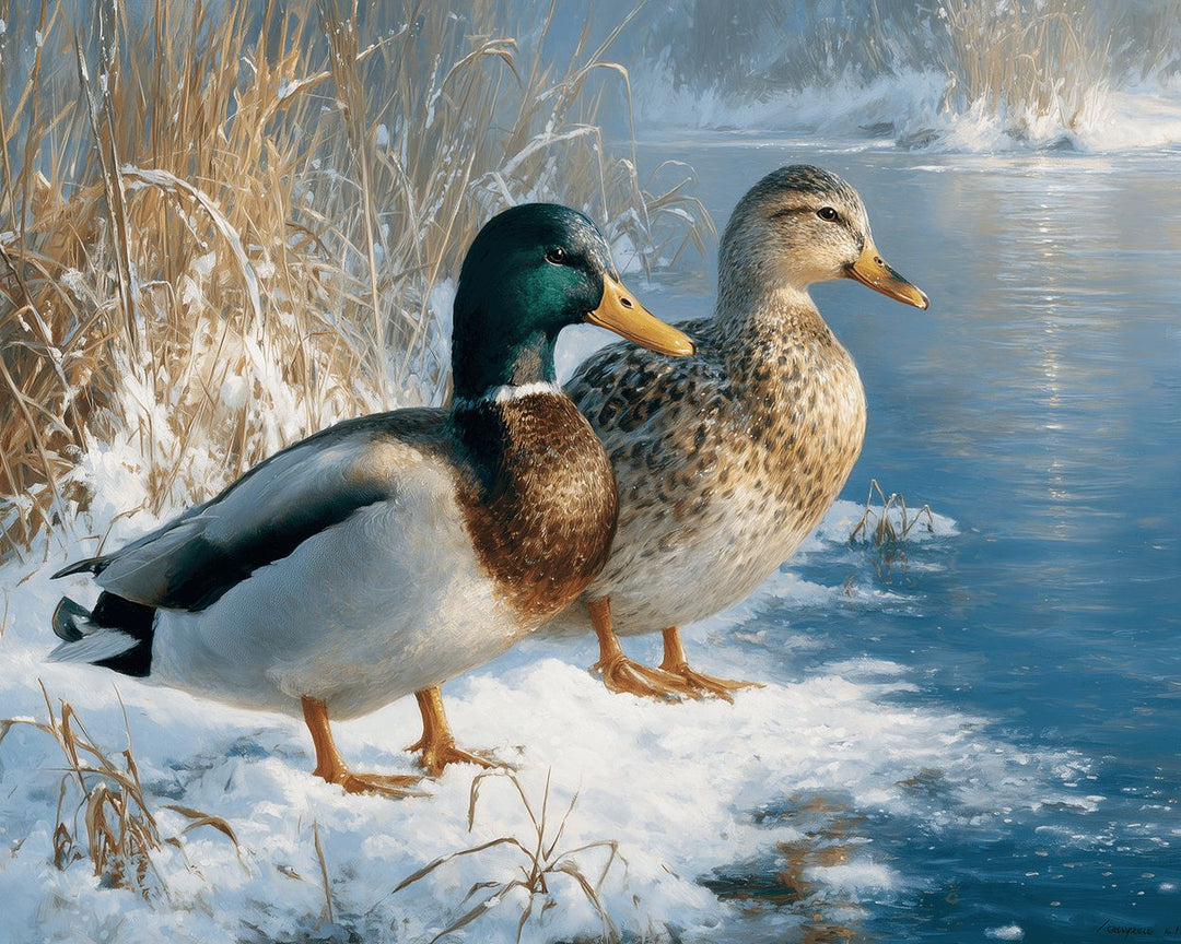 Ducks Stand in Winter Snow Cross Stitch Kits