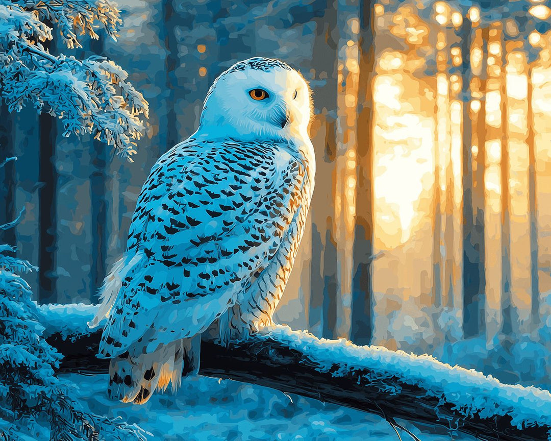 Owl Perches on Snow Covered Branch Cross Stitch Kits