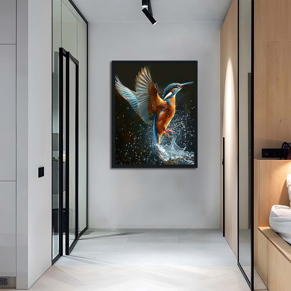 Kingfisher Dives through Splashing Water Cross Stitch Kits