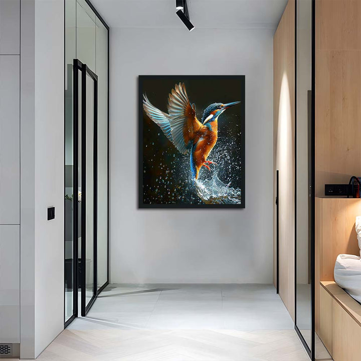 Kingfisher Dives through Splashing Water Cross Stitch Kits