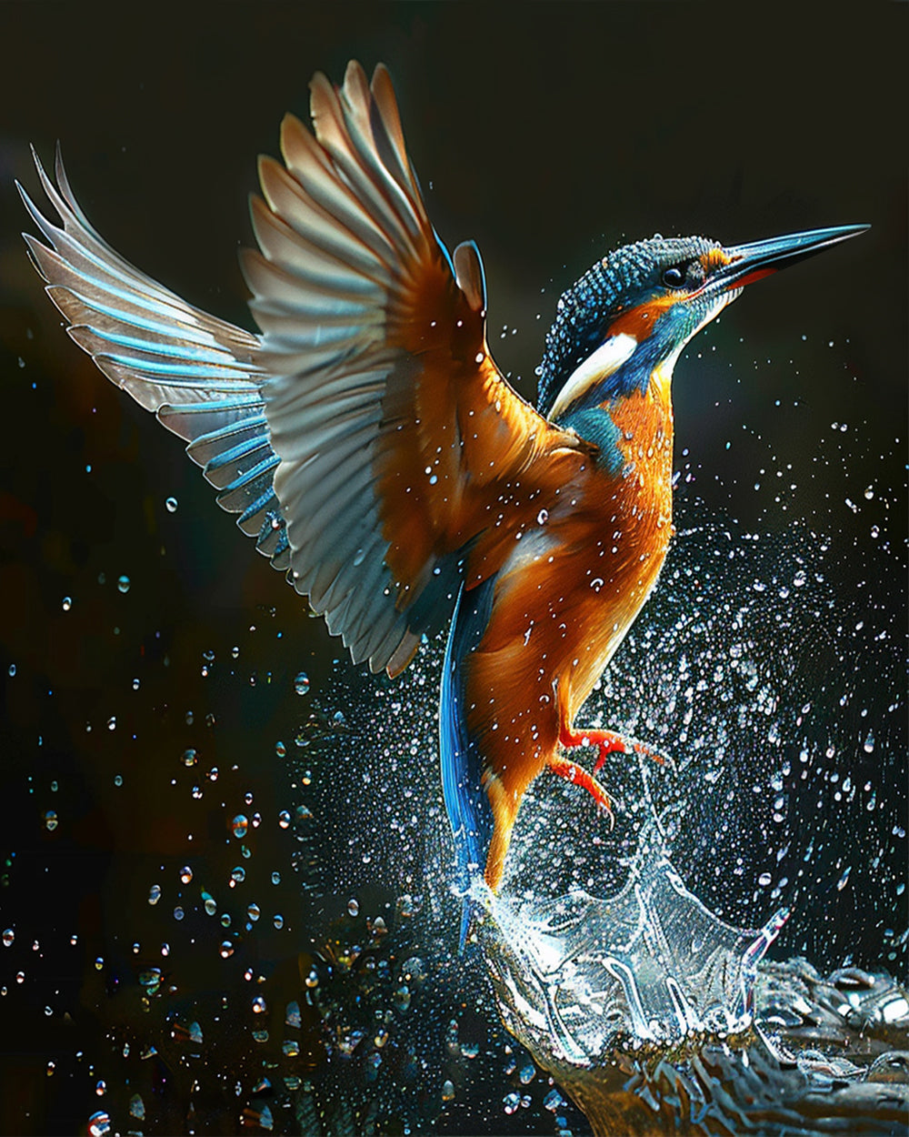 Kingfisher Dives through Splashing Water Cross Stitch Kits