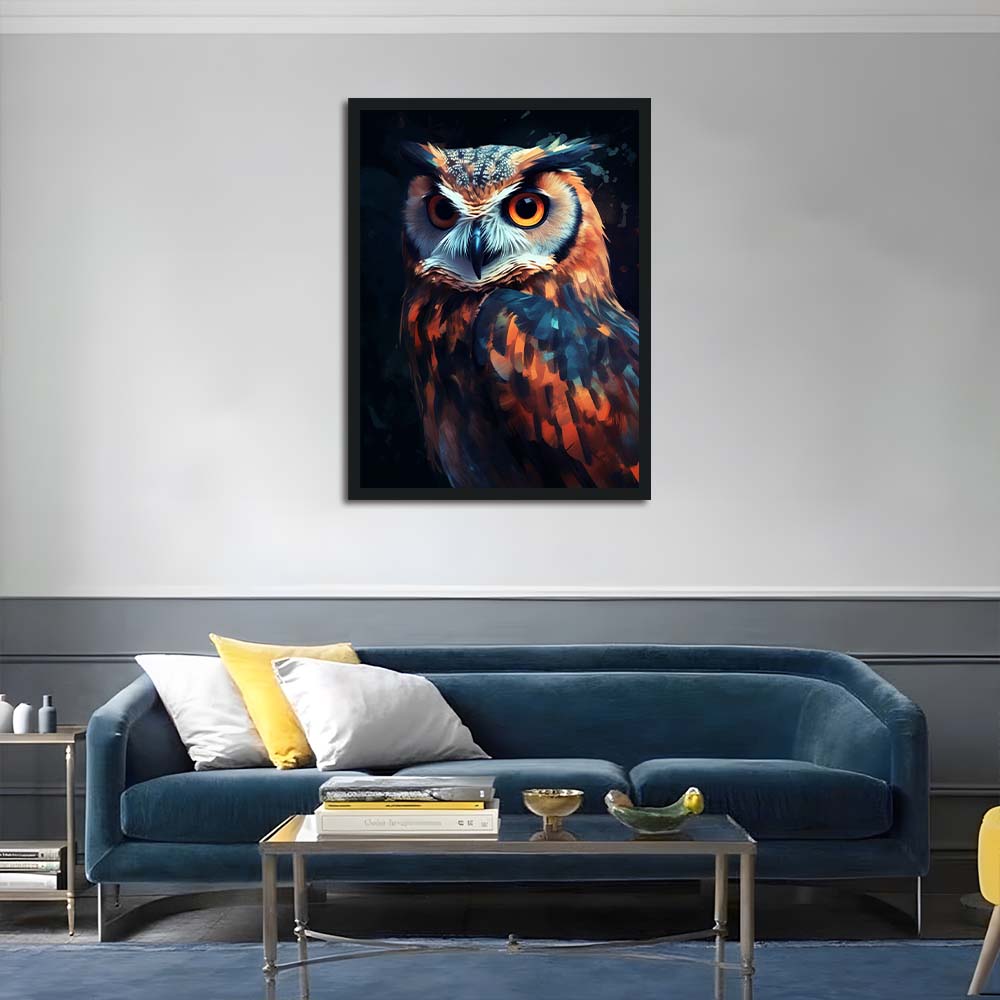 Owl Stares Intensely in Dark Cross Stitch Kits