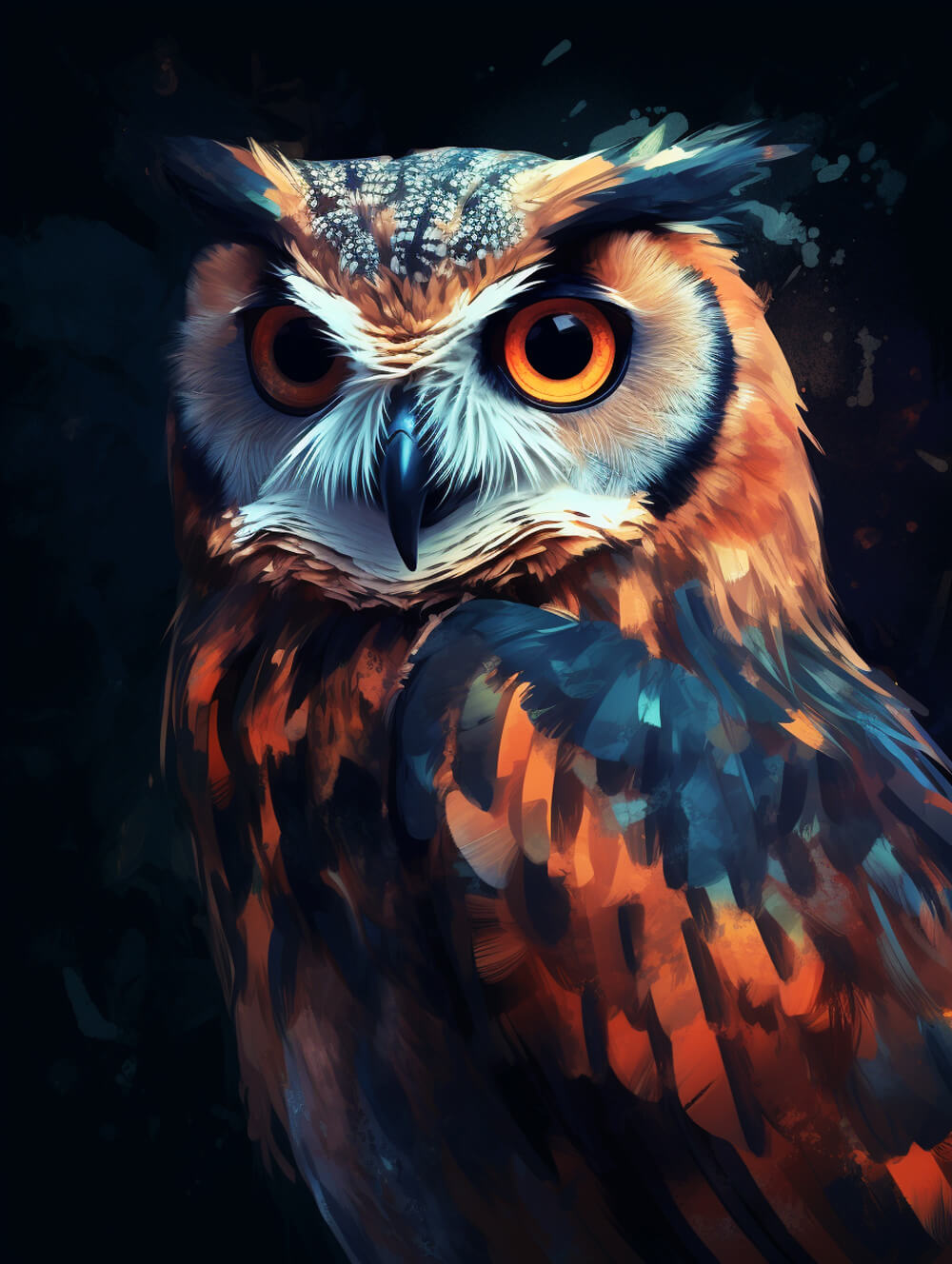 Owl Stares Intensely in Dark Cross Stitch Kits