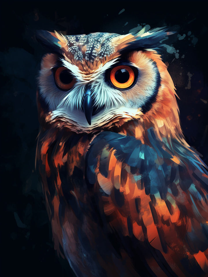Owl Stares Intensely in Dark Cross Stitch Kits