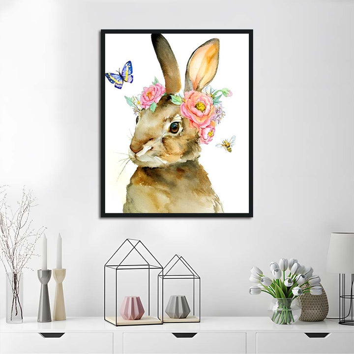 Rabbit Wears Floral Wreath Gently Cross Stitch Kits