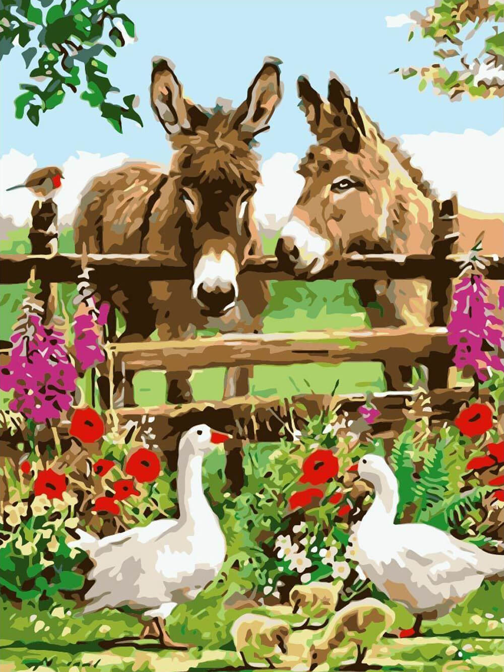 Donkeys and Geese Thrive in Garden Cross Stitch Kits