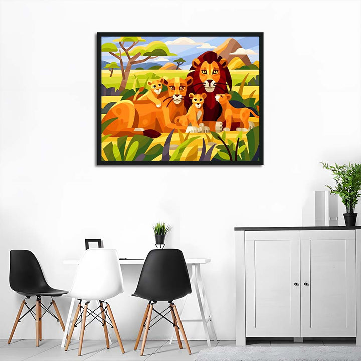 Lion Family Rests on Savanna Cross Stitch Kits